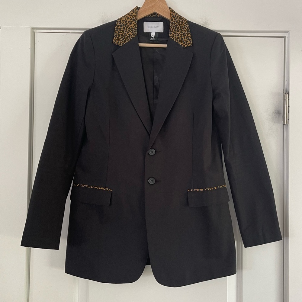 Current/Elliot Calla Blazer with Leopard Print Trim - 2 - Picture 3 of 7